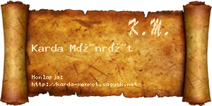 Karda Ménrót névjegykártya